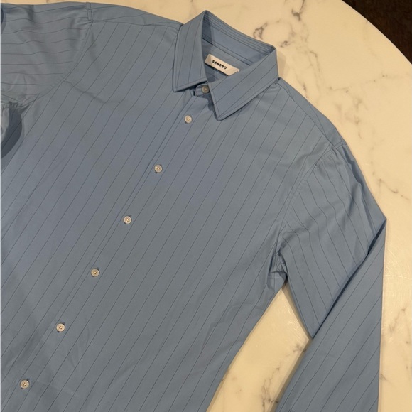 Sandro Classic Fit Blue Pinstriped Shirt 
Size L (fits like a medium) - Picture 2 of 11